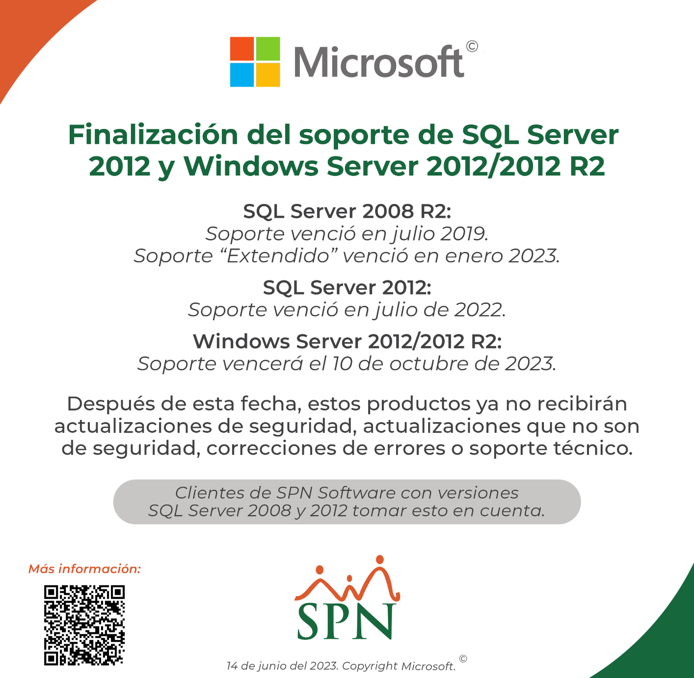 Finalización del soporte de SQL Server 2012 y Windows Server 2012/2012